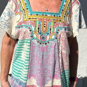 Amazing Sundance Short Sleeve Embroidered Shirt, Fun, Beautiful Patterns! XL!